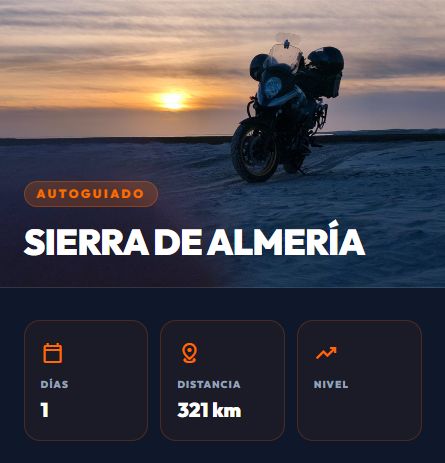 Paisaje de la Sierra de Almería para una ruta autoguiada en moto