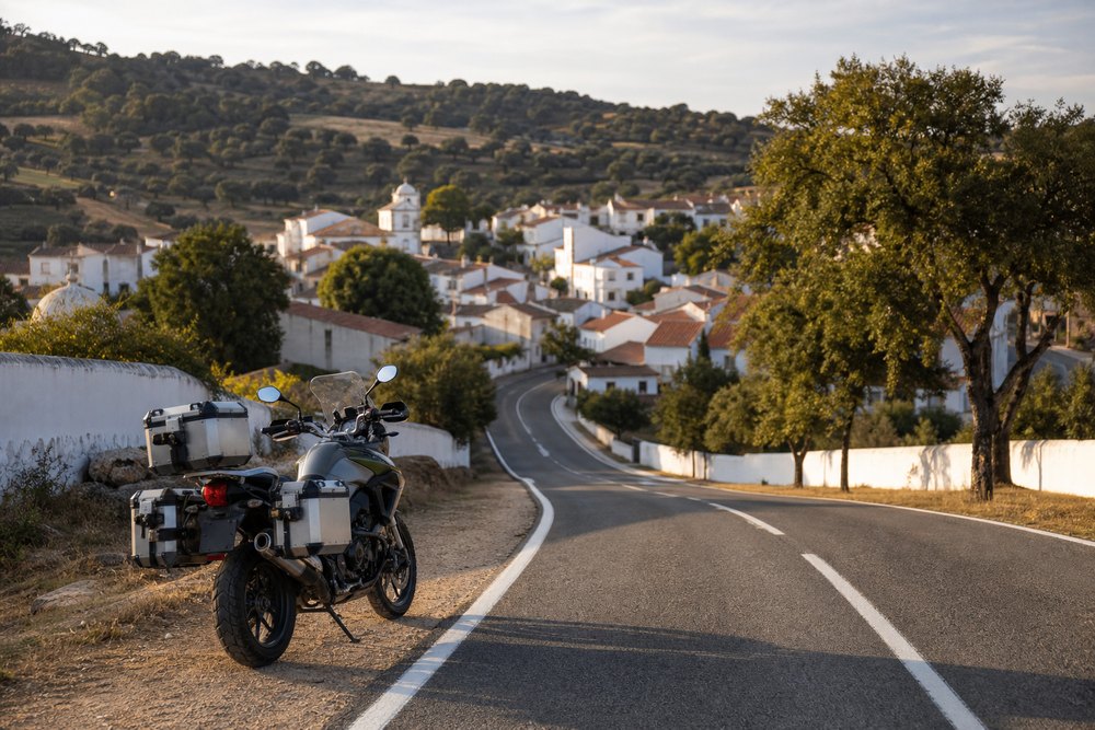 Motorista recorriendo la Estrada Nacional 2 en Portugal